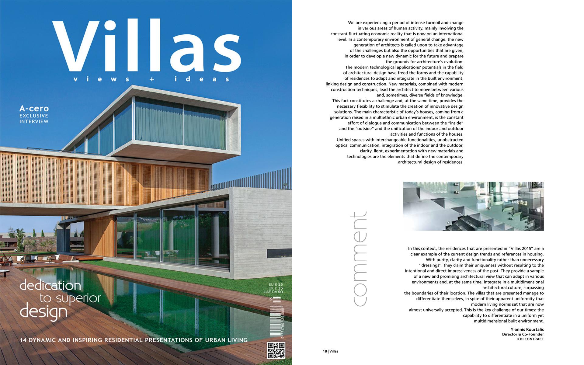 Editorial Yiannis Kourtalis VILLAS 2015 magazine - KDI CONTRACT